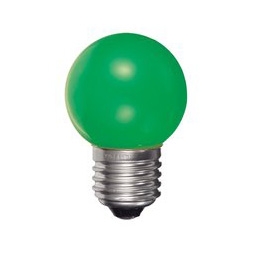 Bombillla LED esférica ABS 0,8W E27. Color verde